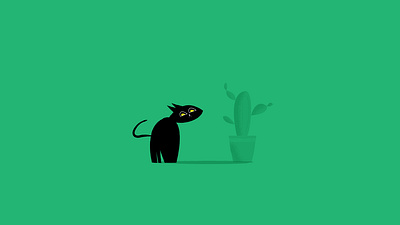 Can`t touch cactus cat illustration minimal noise shadow