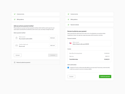 Account Setup - Payment Methods account settings account setup bank transfer billing credit card invoice invoices payment saas setup flow