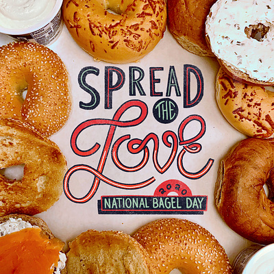 National Bagel Day Type bagel cream cheese hand drawn love national bagel day script type typedesign