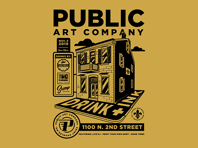 Public Art Co. Event Poster architecture branding building design gig poster illustration poster poster design shop storefront vector