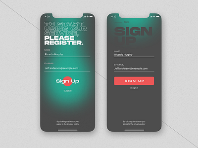 Daily ui #01 SIGN UP app brutal brutalism daily daily 100 challenge daily ui dailylogochallenge dailyui dark mobile pangrampangram ui