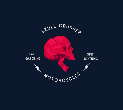 skull crusher badge branding branding design crack gasoline illustration lightning logo red skull