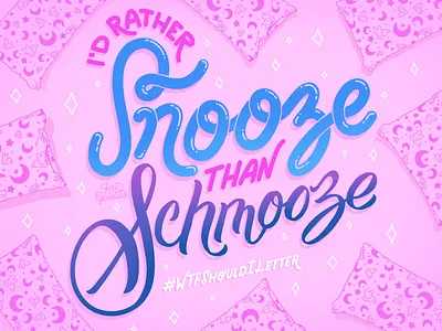 WTF Should I Letter custom type hand drawn type illustration kawaii lettering moon nap pillow sailor moon script sleep social stars type wtf