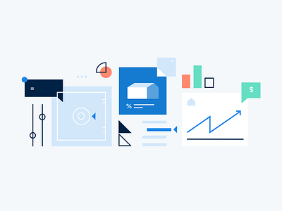 Abstract illustration style bar brand chart cover data editorial graph house illustration real estate safe ui