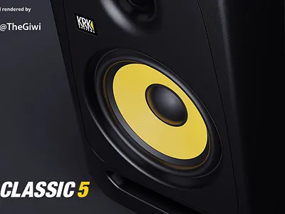 2nd Render KRK Classic 5 Studio Monitor Speakers 3d audio industrial design music product design render rendered rendering speaker