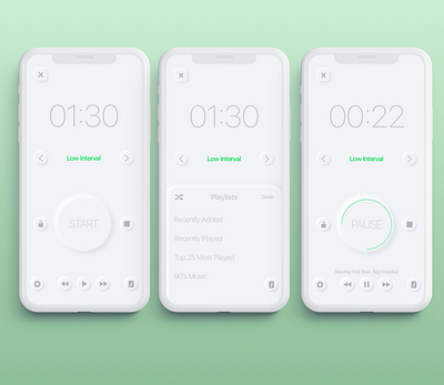 Interval Timer app concept daily ui design interface soft ui timer timer app ui ux