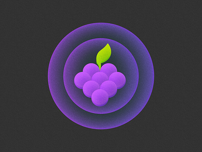 Grape! app brand branding bubble figma fruit grain grainy grape grapes icon illustration leaf logo logo design mark noise symbol texture violet
