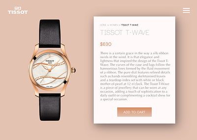 Single Product Page - Tissot Watches concept daily ui design ecommerce ecommerce design interface product product page ui ux watches