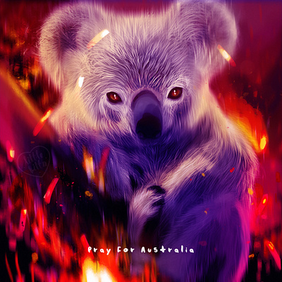 Pray for Australia adobe photoshop animal art artist artwork australia digital art fire help illustration koala koala bear portrait