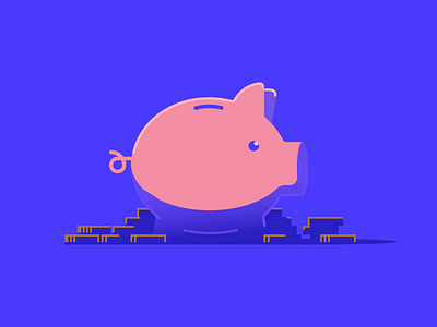 Piggy Bank bank banking coins color icon illustration money pig