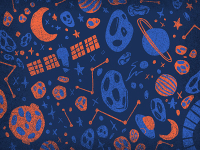 Space Motif astronaut crater illustration pattern procreate rocket space surface design