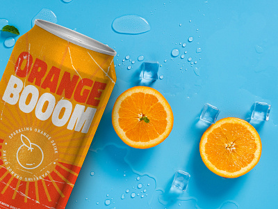 Orange Boom#2 beverage packaging beverages design dribbble dribbbleshot dribbbleweeklywarmup drink drinks fruit label labeldesign orange orangedrink oranges seltzer soda soda can sodacan sodapop typography