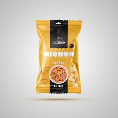 Biscuit Cheese Mignon Package cheese design food graphic mignon mockup package packaging plastic snack yellow