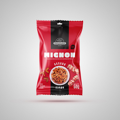 Bacon Biscuit Package Mignon bacon design graphic mockup package packaging plastic red