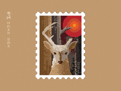 OPIXSAI #001 - Pixel Stamp - NFT animal animal nft art pixel dainogo deer illustration nft nft art nft design nftart nfts pixel pixel art pixel stamp stamp