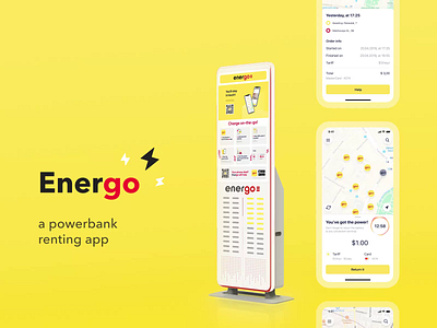 Case Study: Powerbank Renting App animation app charge dashboard design energo app interface landing page location map mobile mobile app mobileui motion powerbank ui uiux ux website