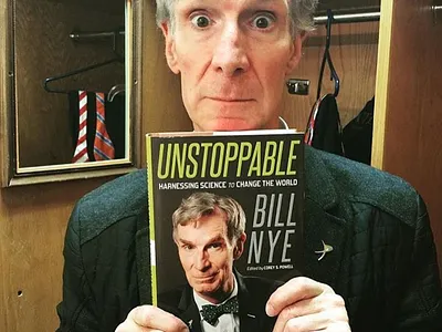 UNSTOPPABLE | Bill Nye bill nye book cover books carl sagan change cosmos publication science typography