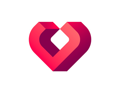 Impossible love 3d branding heart logo