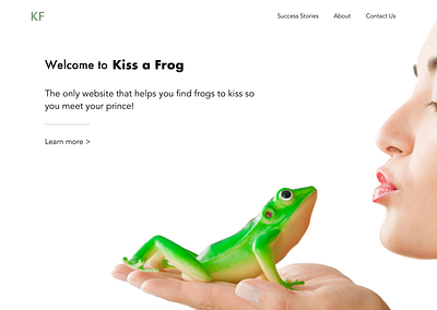 Kiss Frogs - Find Prince Landing Page cute different fun landing page landingpage romantic