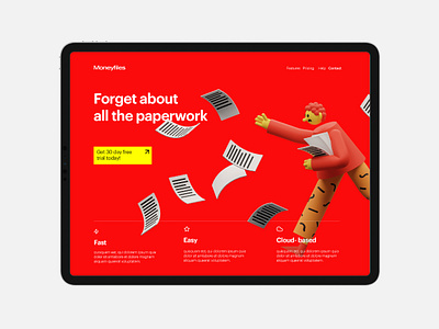 Moneyfiles | Landing page concept 3d app clean concept design illustraion illustration ipad minimal tablet typography ux web webdesign website