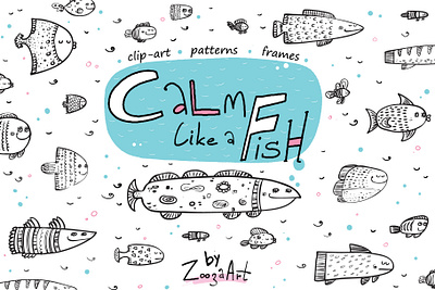 Fish collection of patterns animal children clipart design fish illustraion illustration illustrations patterns prints stickers zooza