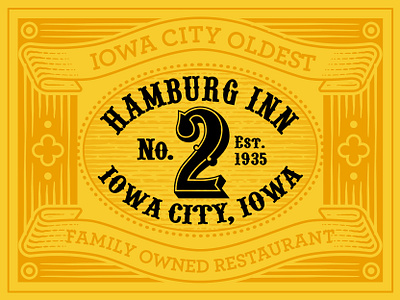 Iowa City Restaurant Signage affinity designer branding engrave engraving graphic design illustration iowa iowa city line linework logo restaurant signage vintage vintage design vintage logo yellow