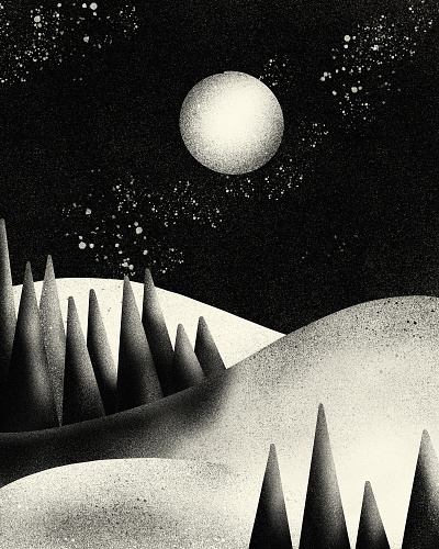 Winter Night digital digital illustration illustration landscape moon night procreate app snowy textures