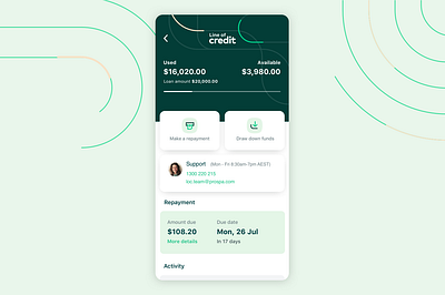 Line of Credit - Mobile Dashboard banking credit dashboard dashboard app dashboard design dashboard ui design finance fintech fintech app funding funds line of credit mobile mobile app mobile ui money money app prospa repayment