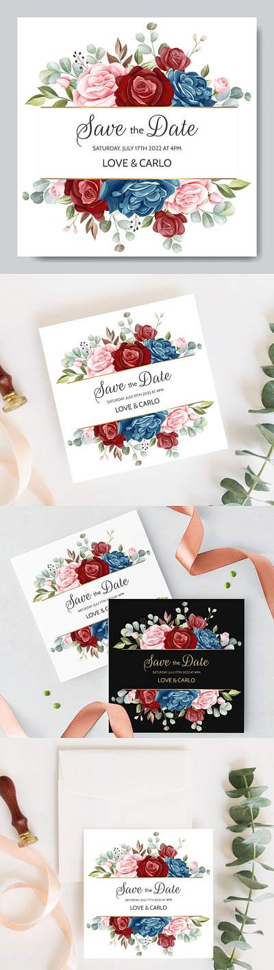 Wedding Invitation Floral Frame card celebration decoration design elegant floral flower frame greeting illustration invitation invite nature set spring summer vector watercolor wedding wreath