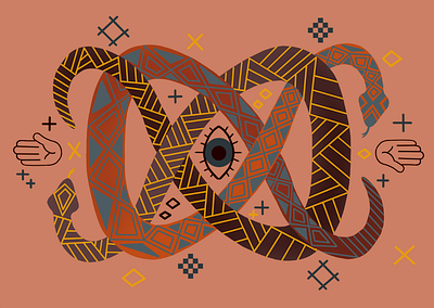 Tied Up in Knots eye flat geometric illustration snakes