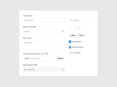 Form Elements checkbox design system figma form forms input inputs radio button select select field switch switcher text area text field ui ui kit ux