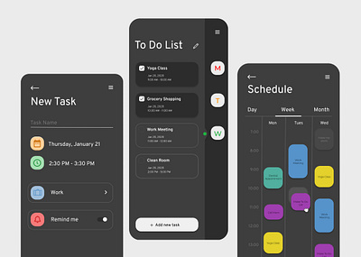 To Do List dailyui dark mode figma new task reminder schedule schedules task taskmanager to do todolist uidesign