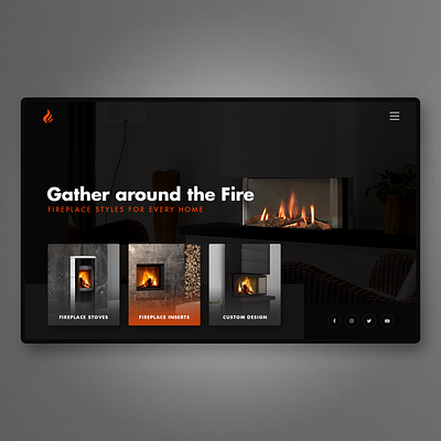 Fireplace UI concept app design clean ui concept dark ui homepage landingpage ui uidesign ux uxdesign webdesign website design