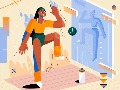 Gym at home character color colorful cute design girl gym home illustration sport vector