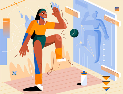 Gym at home character color colorful cute design girl gym home illustration sport vector