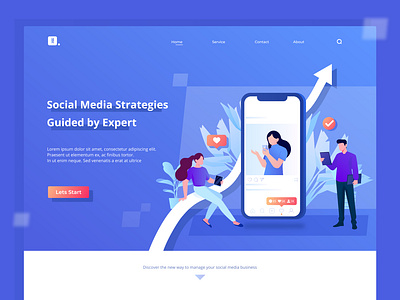 Social Media Strategies Hero Illustration Exploration branding concept design design exploration hero image illustration socialmedia typography ui vector web web design website