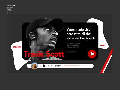 Travis Scott adobe xd adobexd design illustrator minimal music player spotify travis scott travisscott ui ux vector