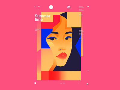 Summer time abstract composition design girl girl illustration girl portrait grid illustration laconic layout lines minimal plakat portrait portrait illustration poster summer