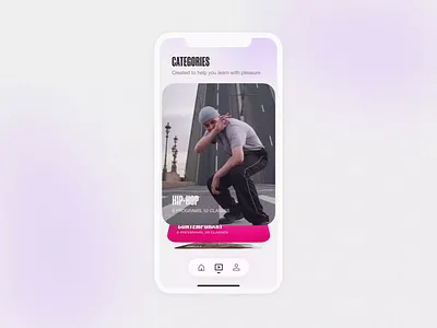 Dance Classes App animation app design application catalogue classes dance design education graphic design interaction design interface mobile mobile app mobile design motion design motion graphics ui user experience user interface ux