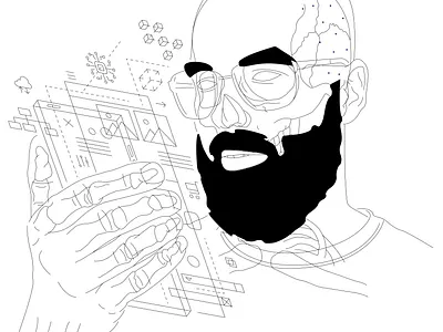 Transparant UX Design beard glasses icons product design skeleton skull smartphone transparent ux wireframes xray