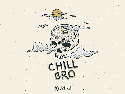 Chill Bro design designforsale hello illustration invite merch design retro design skull skull art teesdesign tshirtdesign vector vintage vintage badge vintage design