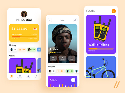 Banking App for Kids app banking card concept deposit design figma goals history kids mobile payments product purrweb savings ui ux wallet