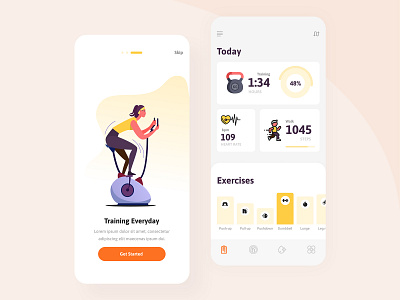 Fittary - Fitness Mobile Apps UI UX Design animation app app design apps branding clean design excercise figma fitness flat gym illustraion mobile mobile app mobile app design typography ui ux vector