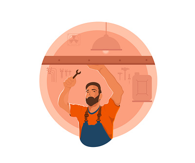 The Mechanic character dribbbleshot illustration man mechanic minimal shot uiuxdesign vector working workshop