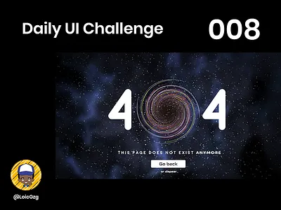 Daily UI Challenge 008 - 404 404 black black hole challenge dailyui error exist hole moon page space stars