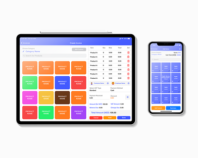 POS Invoicing App UI app app design app ui billing colorful ui grocery app invoice invoicing app ipad apps ipad pro ipad ui design iphone x pos app ui ux user interface design