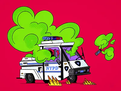 🚔 Welter cops №2 car destroy illustration police procreate scooter three wheels timelapse