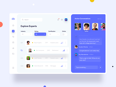 Answers Dashboard Exploration chat clean dashboard dashboard app dashboard design dashboard ui finance finance app finances financial financial advisor financial app financial dashboard financial services fintech minimal purple simple design sort yonke