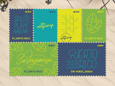 Sin Vergüenza 2.0 — Stamps beach blue brand branding design follow freelance graphic design green illustration logo procreate sand smile stamps teal tropical yellow