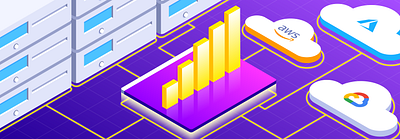 Hybrid Cloud Monitoring - Solution Brief amazon aws azure cloud gcp google gradient illustration illustrator industry isometric logo logs metrics microsoft monitoring server stroke tech traces